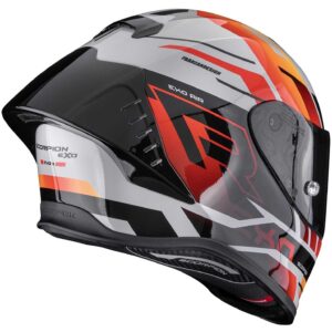 Casco integrale Scorpion Exo R1 Evo II Air Adrenaline Grigio Rosso Arancio
