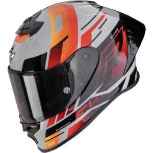 Casco integrale Scorpion Exo R1 Evo II Air Adrenaline Grigio Rosso Arancio
