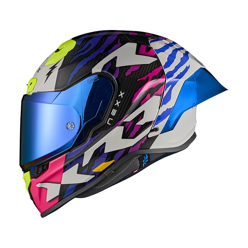 Casco moto integrale Nexx X.R3R Ziger Viola Blu
