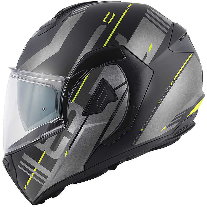Casco modulare reversibile Givi X30 Pulsar Nero Titanio Giallo