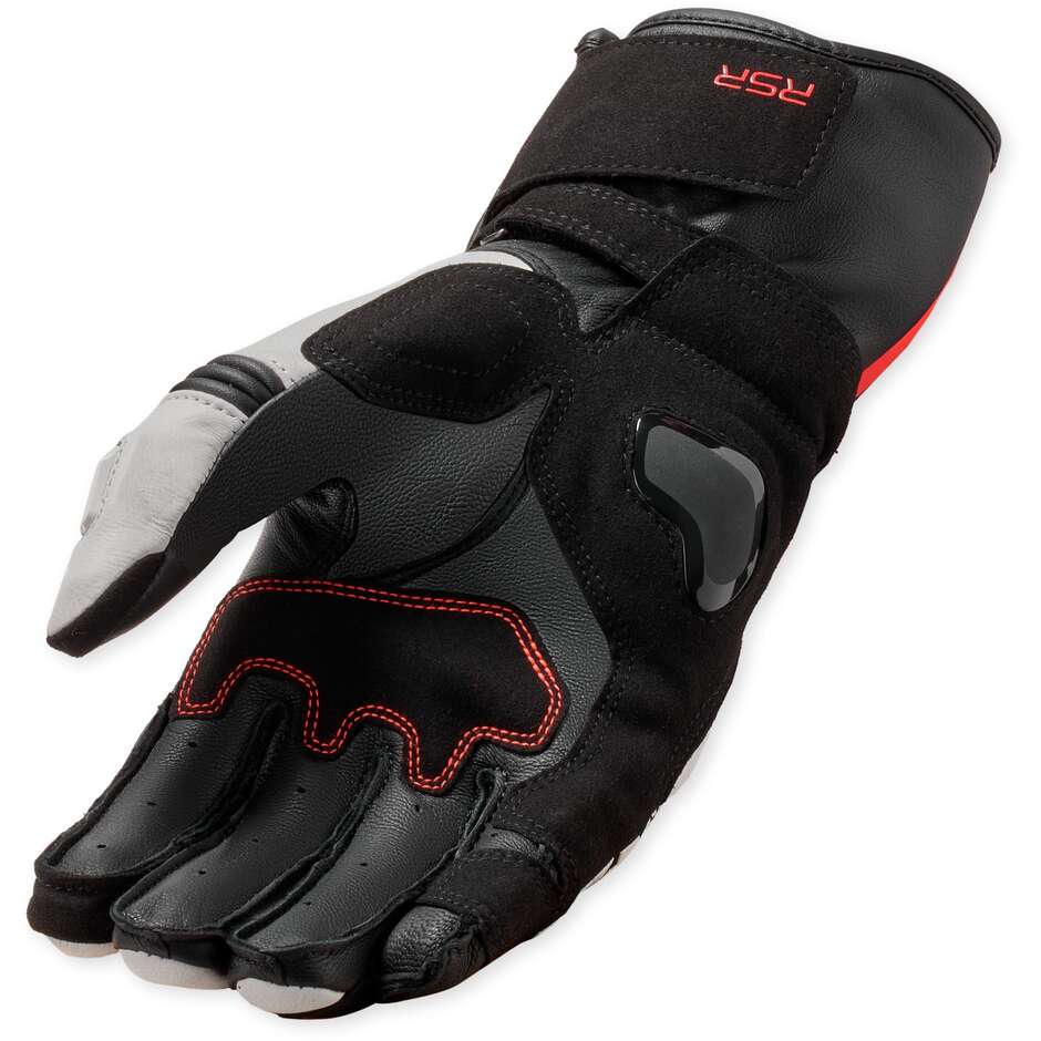 Guanti moto in pelle Revit RSR 5 Nero Rosso Fluo