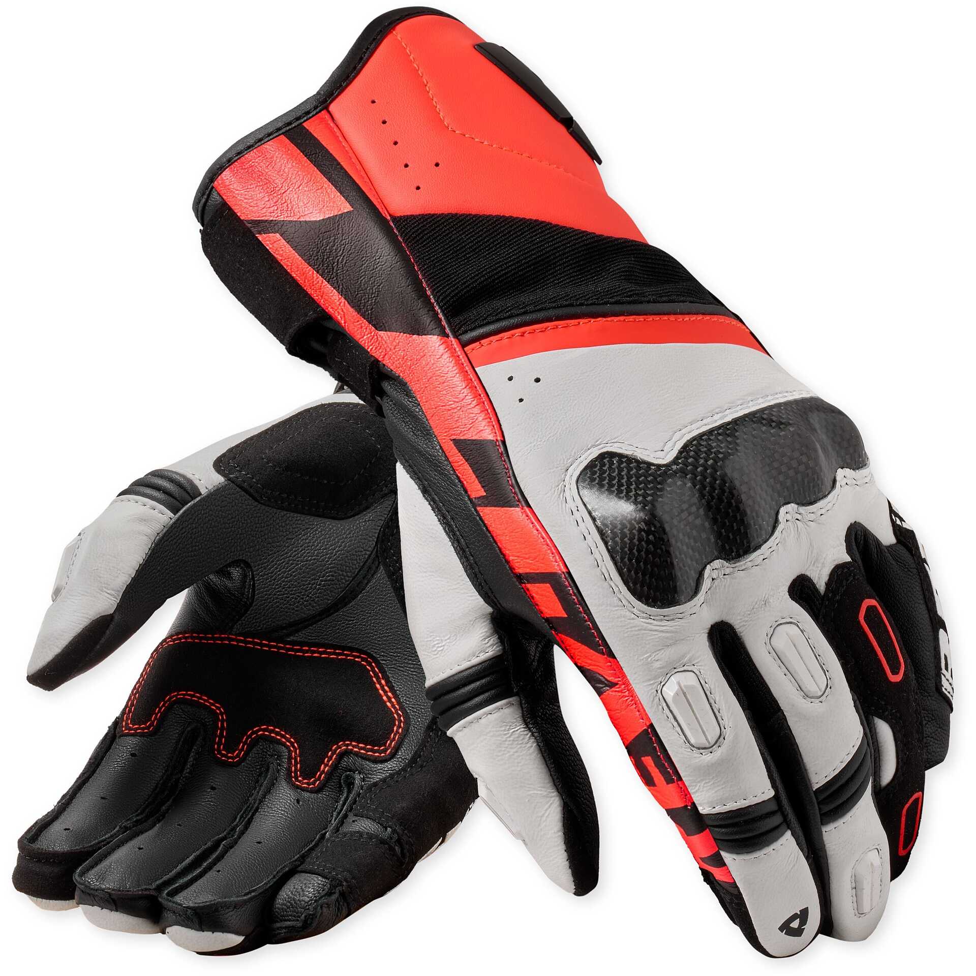 Guanti moto in pelle Revit RSR 5 Nero Rosso Fluo