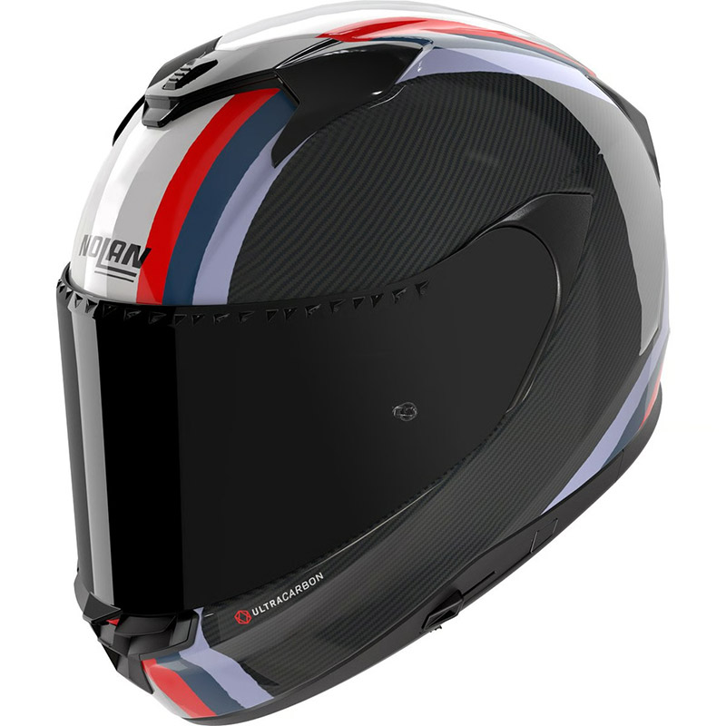 Casco moto integrale Nolan X-904 Ultra Carbon Gemini Blu Rosso