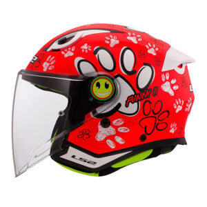 Casco jet bimbo Ls2 Funny II Paws Rosso