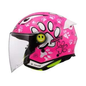 Casco bimbo jet Ls2 Funny II Paws Rosa