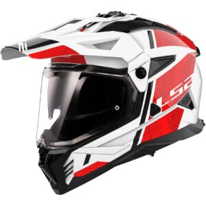 Casco moto adventure Ls2 Pioneer 2 Hill Bianco Rosso