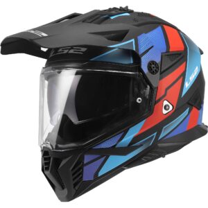 Casco moto adventure Ls2 Pioneer 2 Block Nero Rosso Blu