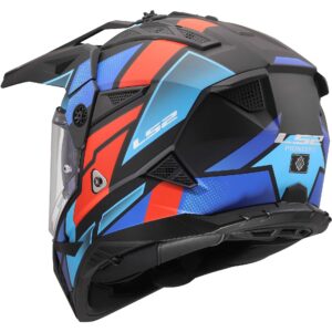 Casco moto adventure Ls2 Pioneer 2 Block Nero Rosso Blu