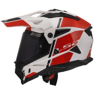 Casco moto adventure Ls2 Pioneer 2 Hill Bianco Rosso
