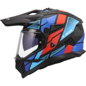 Casco moto adventure Ls2 Pioneer 2 Block Nero Rosso Blu