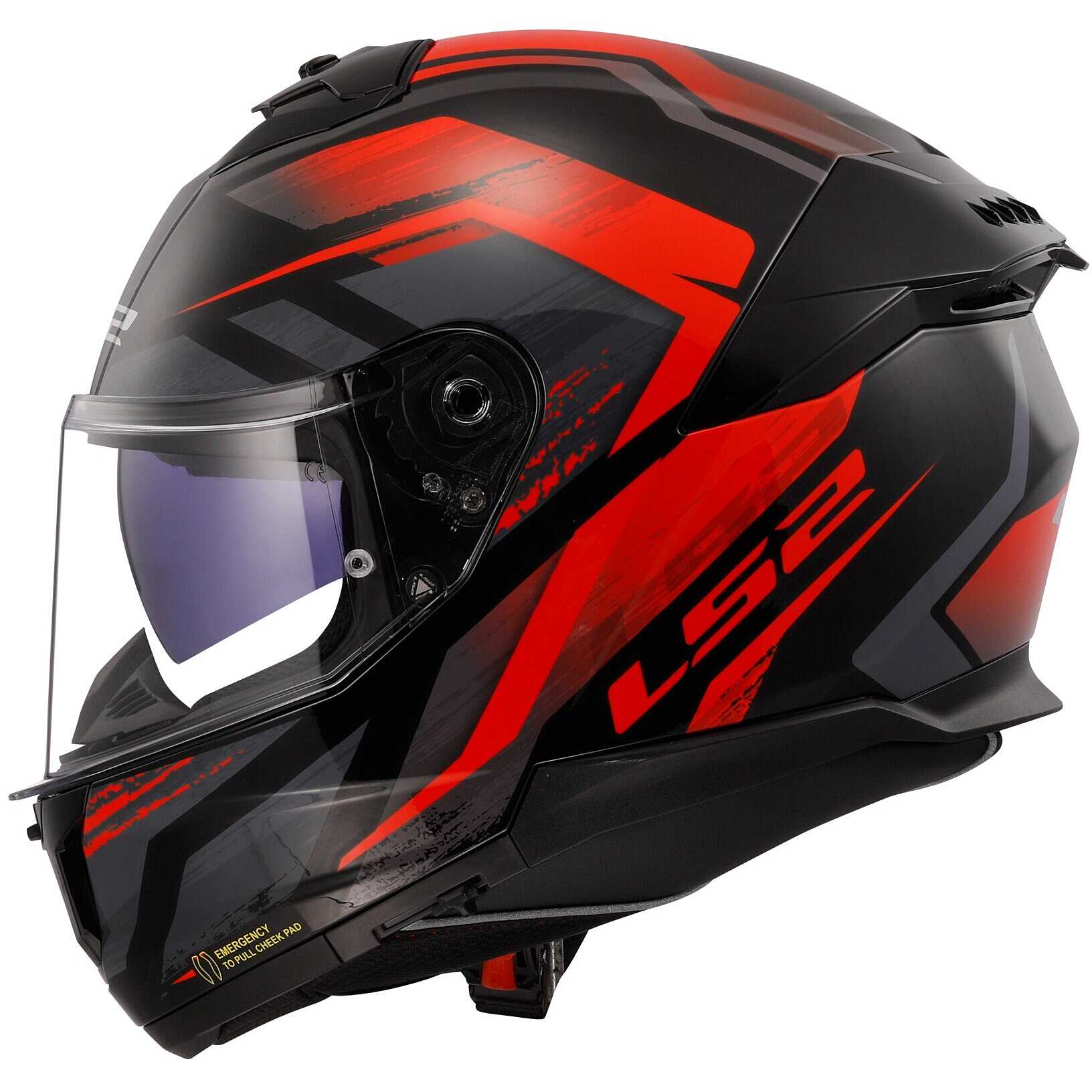 Casco moto integrale Ls2 FF808 Stream II Fury Nero Rosso