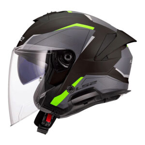Casco moto jet Ls2 OF618 Verso II Air Nero Giallo Fluo Opaco