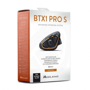 Interfono moto bluetooth singolo Midland BTX1 Pro S NR con HI-FI Speaker