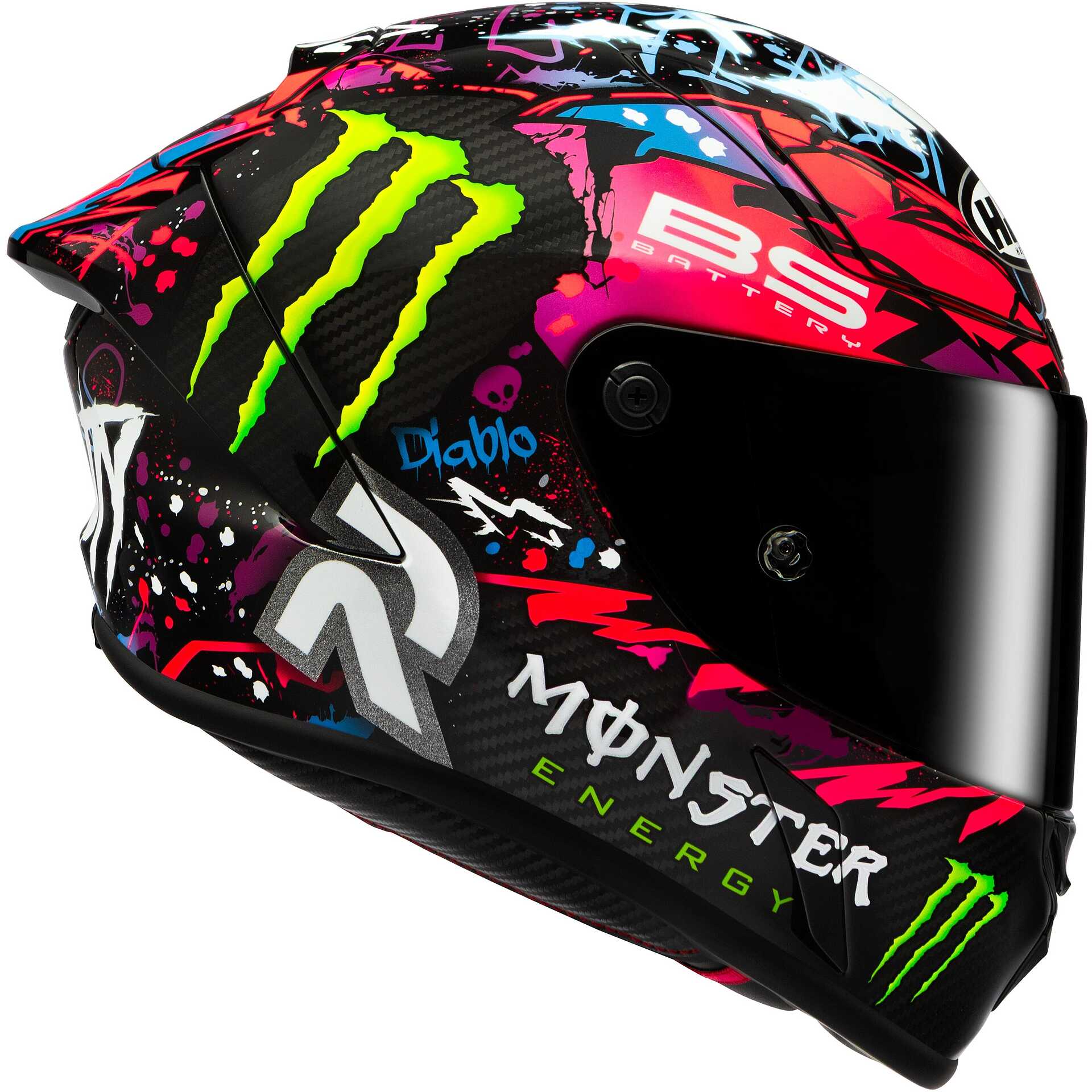 Casco moto integrale Hjc Rpha 1 V2 Carbon Funky Diablo MC8 Rosa