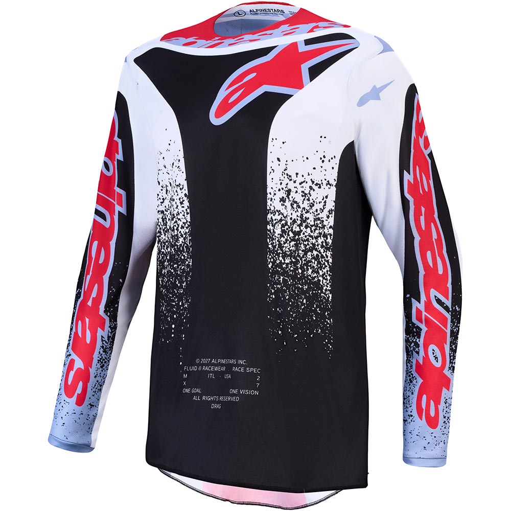 Maglia Cross Enduro Alpinestars Fluid Drag Nero Bianco Grigio Rosso