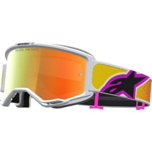 Maschera cross Alpinestars Vision 5 Drag Arancione Rosso Mirror