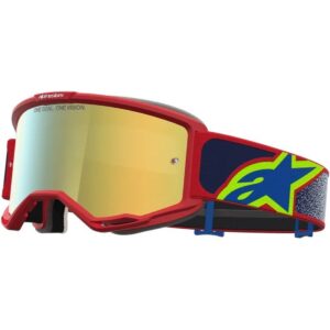 Maschera cross Alpinestars Vision 5 Rosso Blu Mirror