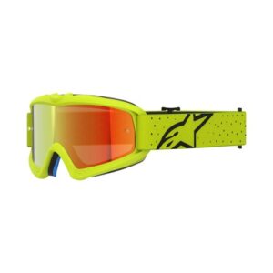 Maschera cross enduro bimbo Alpinestars Vision Youth Vesta Giallo Fluo Mirror red