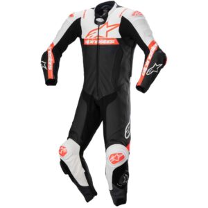 Tuta moto intera Alpinestars Missile V2 Ward Nero Bianco Rosso Fluo
