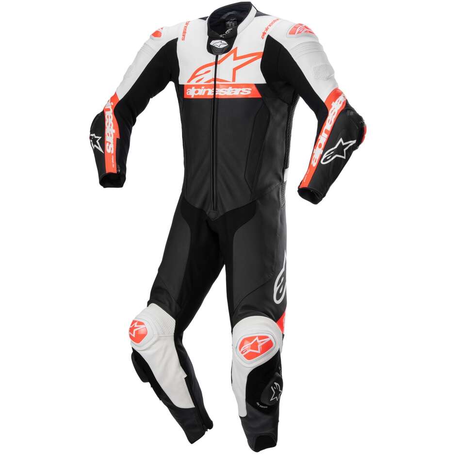 Tuta moto intera Alpinestars Missile V2 Ward Nero Bianco Rosso Fluo